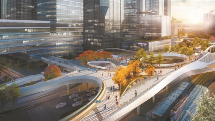 廣州琶洲西區(qū)濱江立體平臺主體合龍